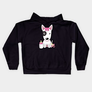 Cute bull terrier is a baby - girl Kids Hoodie